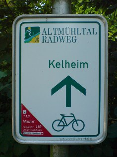 Hinweis des Altmühltal-Radwegs