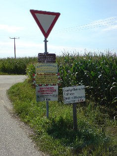 Radhinweise bei Hofdorf, Donau-Radweg