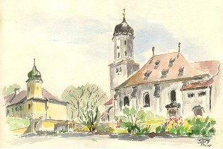 Schloss und Pfarrkirche in Stepperg, Donau-Radweg