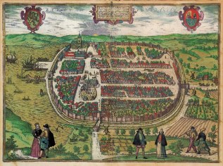 Ansicht von Barth (aus Braun und Hogenberg, um 1590)
