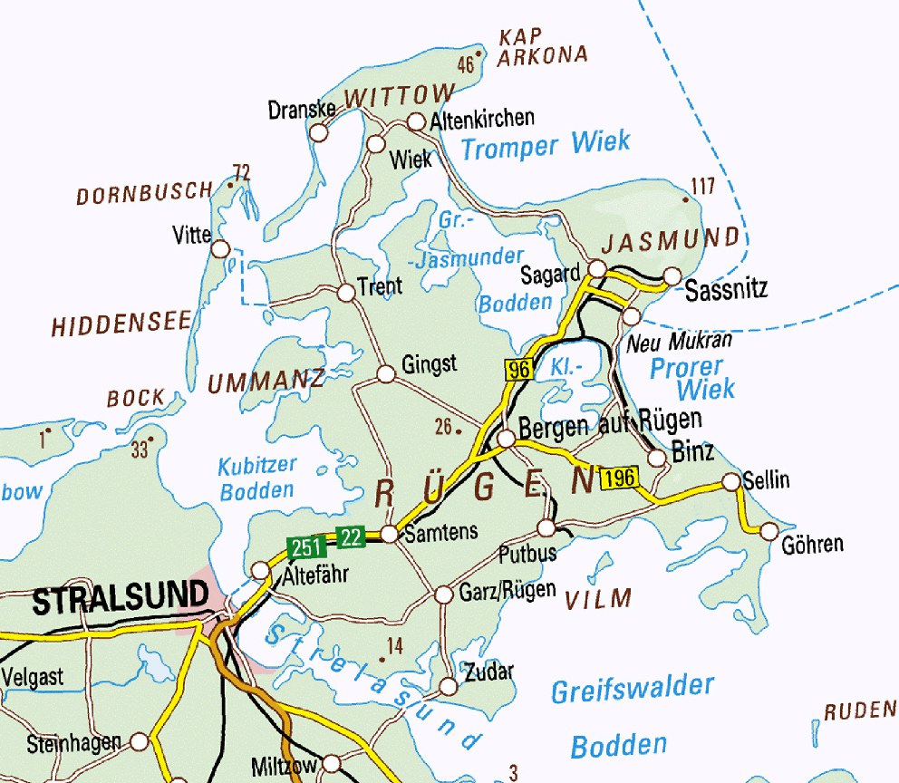 Radwege Rügen Karte | Landkarte