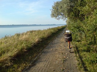 Unterwegs auf dem Ostsee-Radweg am Wieker Bodden auf der Insel Rügen