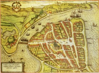 Stadtansicht Eckernförde von ca. 1620, Ostseeküsten-Radweg